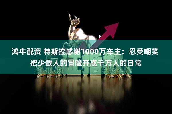 鸿牛配资 特斯拉感谢1000万车主：忍受嘲笑 把少数人的冒险开成千万人的日常